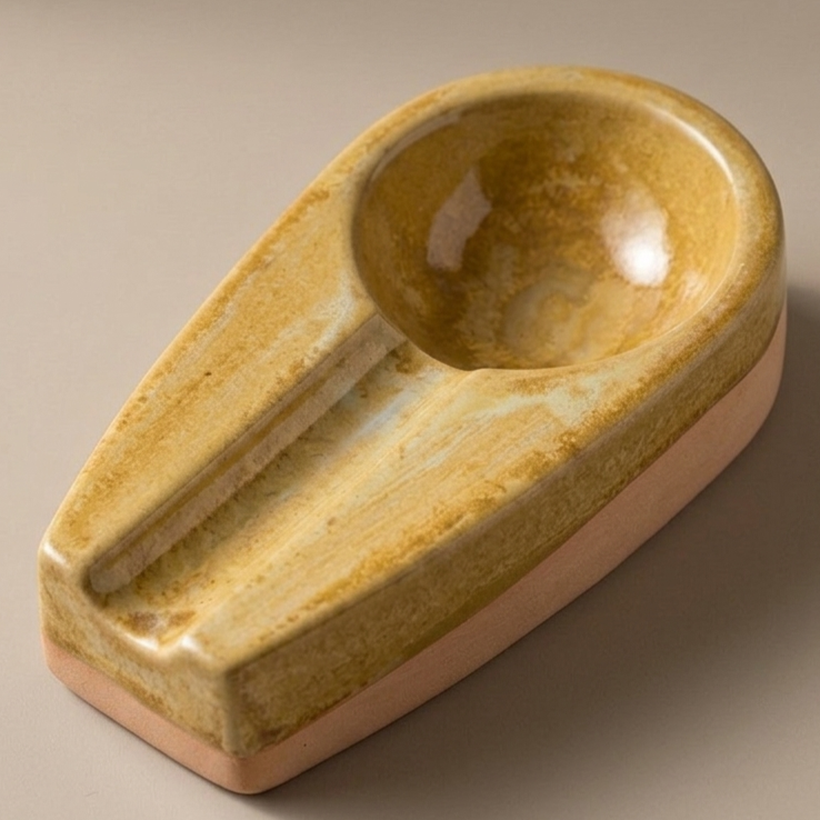 LyLceramics Ritual serisi el yapımı stoneware seramik puro küllüğü, sanatsal reaktif sır akıntısı