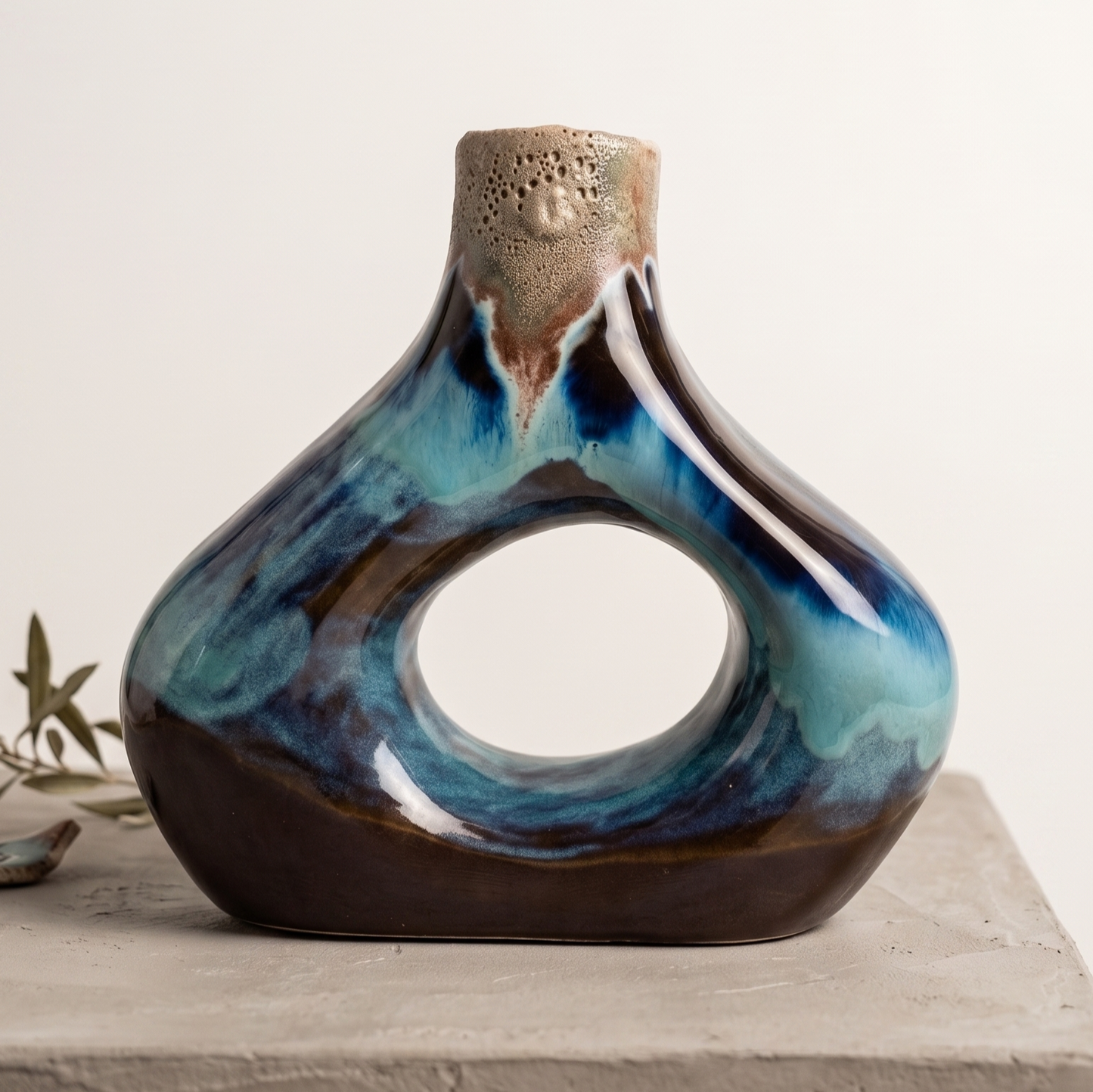 Spiral Sculptural Vase genel görünüm, el yapımı stoneware heykel vazo