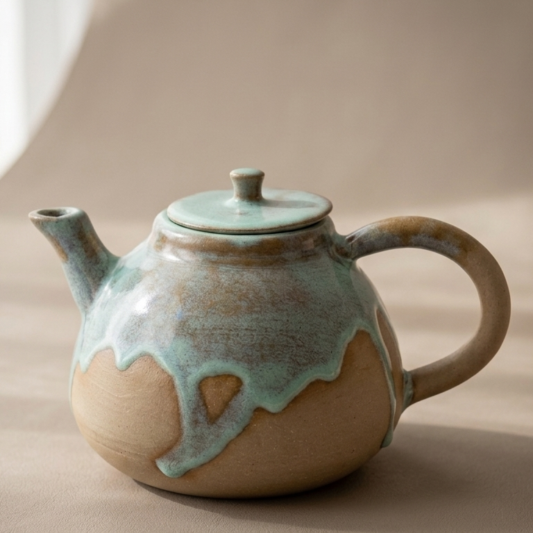 Stoneware Teapot genel görünüm, 1000ml, deniz köpüğü reaktif sır