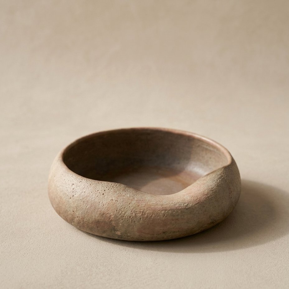 Stoneware Incense Holder genel görünüm, volkanik krater sır dokusu